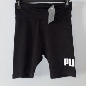 PUMA  Logo 7 Inch Bike Black Shorts Womens Casual Athletic Bottoms Waist 25" NWT